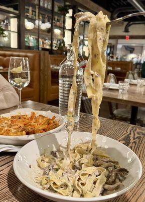 Tagliatelle with mushroom ragu Chicken Parm