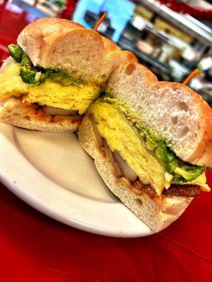 Egg and cheese with potato and avocado