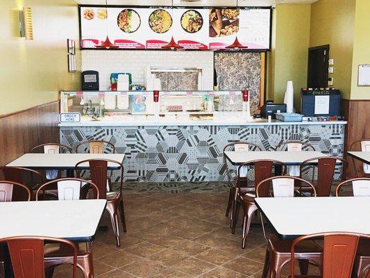 Updated interior, new brand new furniture. Nice place to seat and enjoy food.