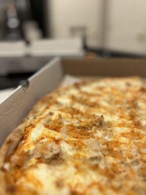 The buffalo chicken pizza is just one of the many unique flavors Ercoles has to offer! Give this place a try and ask for this pizza!