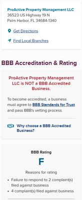 BBB "F" rating, Way to go Kochenour!