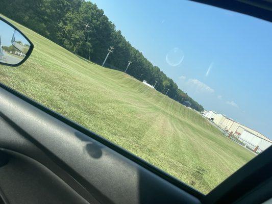 Airport hill his area was difficult to mow due to it being slightly wet and very bumpy