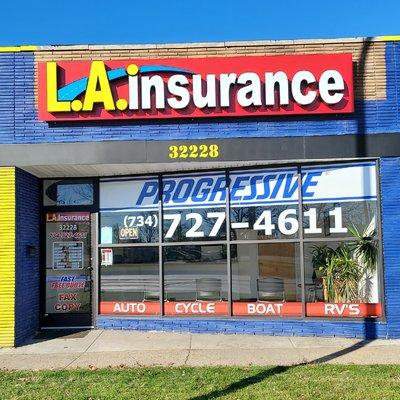 Exterior of the L.A. Insurance Agency located at 32228 Michigan Avenue in MI