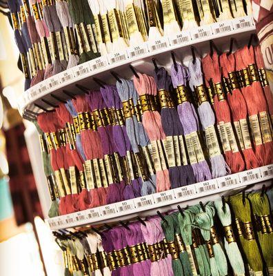 We have DMC floss for all your cross stitching and embroidery needs at Hen and Chicks Studio in Conrad, Iowa.