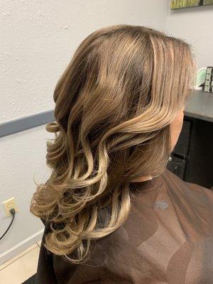 Grey touch up with balayage accent color