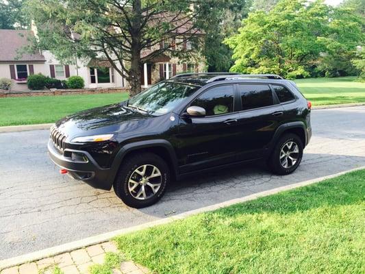 Front Windows are 15% and Rear is 5% looks sharp and blocks the sun from beaming down on my car all day!