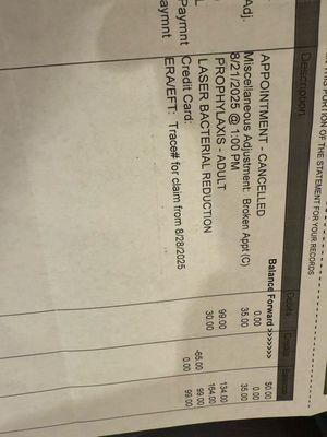 Appointment wasn't canceled rather rescheduled.