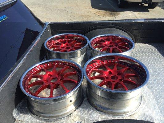 Wheel centers done in Candy Red