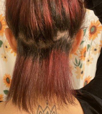 A PART of The embarrassing hair cut I was left with .