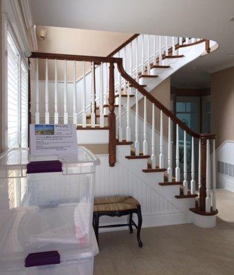 Our bins and a note left for renters. We made their beds before they arrived!