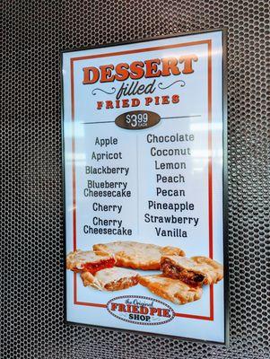 Dessert Filled Pies - Menu