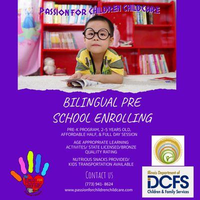 llinois State Licensed Bilingual Preschool, servicing ages 2 years - 5 years.