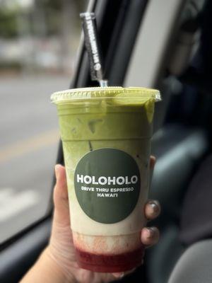 Strawberry matcha latte