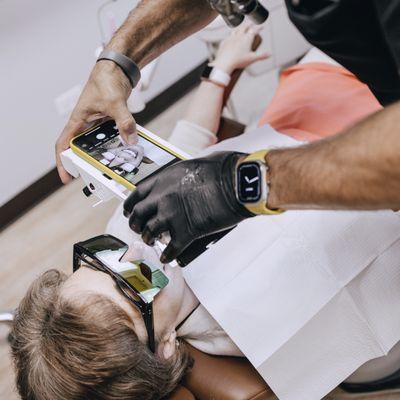 Final step of beautiful smile transformation