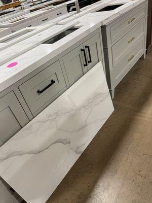 This is my tile I used and I took it to Up to make sure it matched this cabinet color. They are gorgeous together