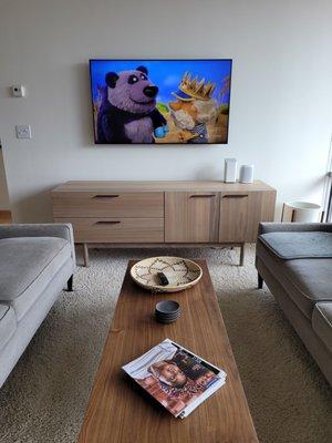 TV that was installed on a wall with the cables hidden in the wall.