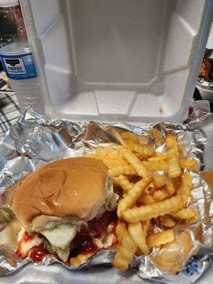 Burger and fries