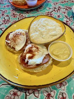 Eggs benedict on a biscuit