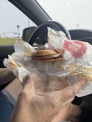 Flattest Original Hot Ham 'N' Cheese with two top buns, cold/uncooked.
