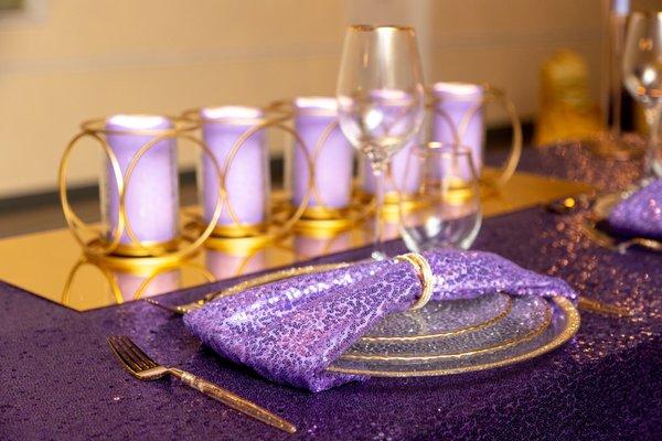 Fantastic 50th! Purple, lavender and gold.