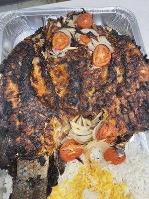 Iraqi Fish and Rice order. Enough for two people