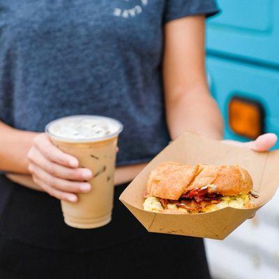 Breakfast standard: Dawn Patrol breakfast sandwich and Cold brew coffee