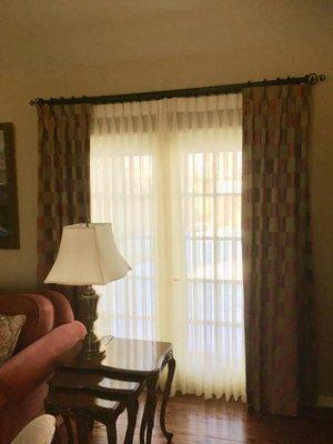 Silk panels with center draw sheers.