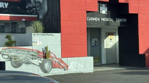 The front of the doctor's office entrance.