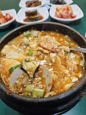 Soondubu jigae: seafood and tofu stew.