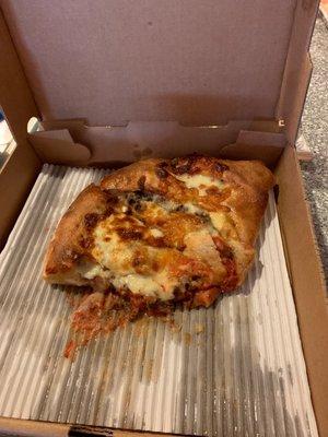 Steak and cheese calzone very basic and was pleasantly surprised. Very greasy and messy