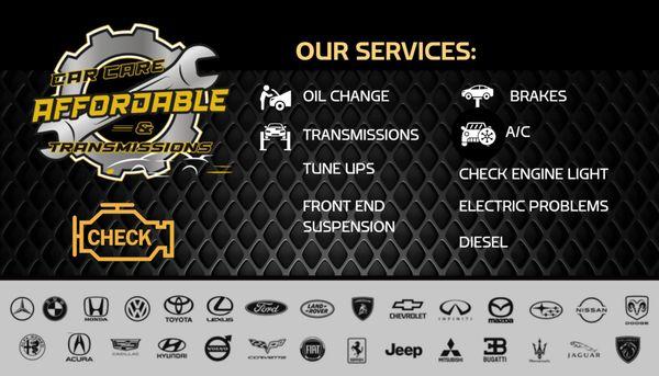 Check our services we offer. We specialize in transmission rebuild, repair and maintenance.