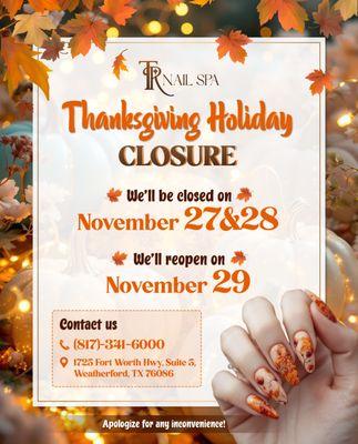 UpTown Nail Bar sends you warm Thanksgiving wishes!