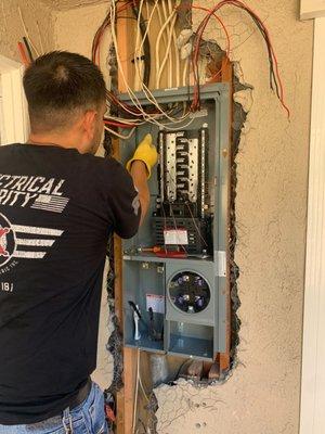 In-Progress Electrical Panel in Orange