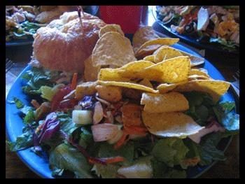 1/2 salad, 1/2 sammich - spring salad and waldorf chicken