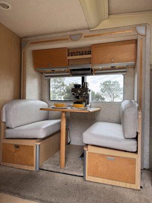 RV Dinette cushions covered in vinal