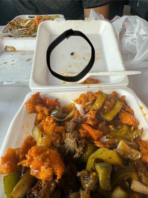 There were several flies in the food, I could only take that photo before they removed the plate, at the top you can see one of the flies