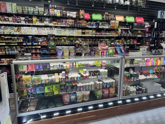 Big selection of gummies. All cigars and leafs.