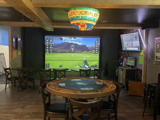 Come in and play a game of golf on our golf simulator!