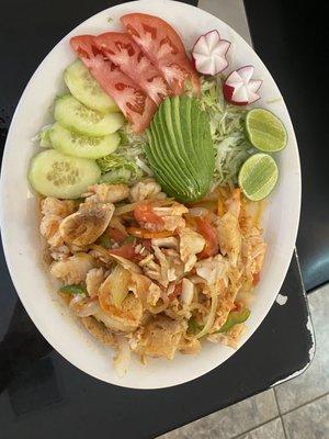 Try our delicious shrimp and fish plate