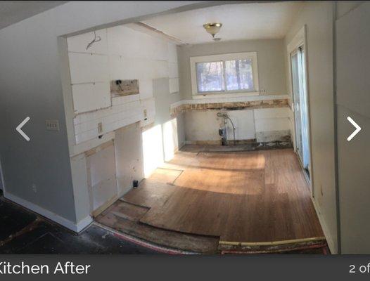 Kitchen after. Demolition as well of the cabinets and appliances.