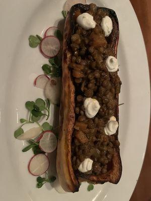 Lentil stuffed squash