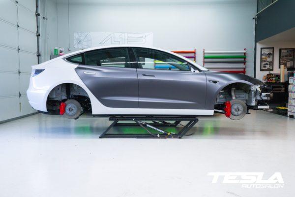 2019 Tesla Model 3 Performance // 3M Satin Dark Grey Wrap 50/50
