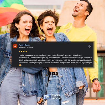 Thank you so much, Ashley Reyes, for sharing your experience with Excel Laser Vision!
We're honored by your strong recommendation.