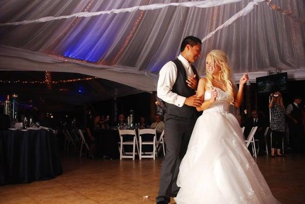 Us getting our groove on to Sound Express! (Only picture of just us on the dance floor, everyone danced the ENTIRE reception :)