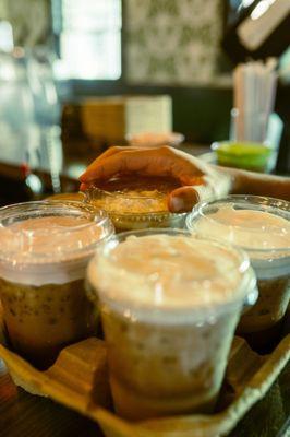 Hand crafted from scratch Vietnamese Coffee with Cold Foam to-go!