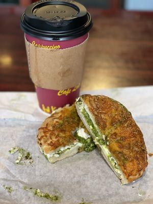 Pesto Bagel w/ pesto cream cheese