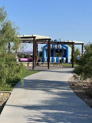 Setting up for Hawaiian event tonight