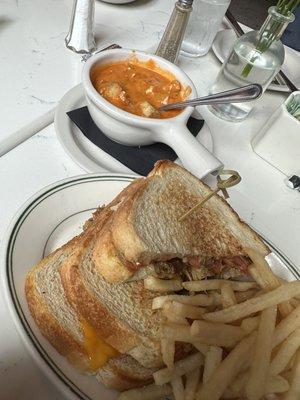 Duck grilled cheese and tomato soup