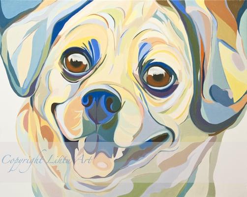 Lintu Art style oil paint of Puggle