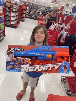 My son with his numb mouth after his visit and a huge prize I got him.